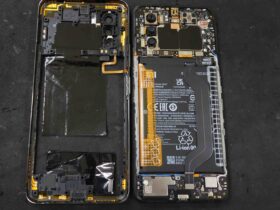 POCO X3 GT内部の基板保護カバーと固定ネジの位置